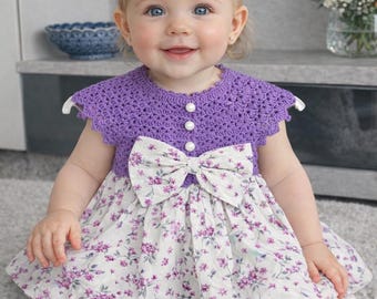 Vestido de niña a crochet hecho a mano – Falda de algodón floral – Hecho a pedido – Rosa o morado