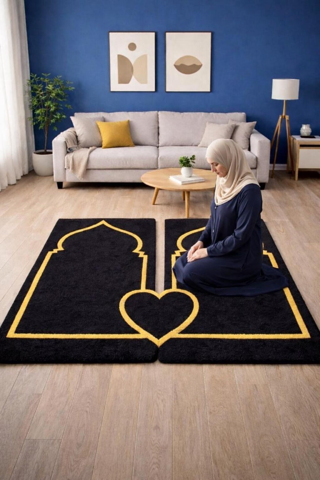 Handmade Wool Prayer Rug Set, Modern Heart Mosque Design, - Etsy