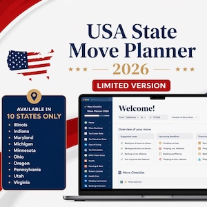 Limited Version – USA State Move Planner | Relocation Checklist (Digital Download)