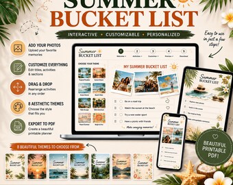 Personalized Summer Bucket List — Add Photos, Custom Themes & Goals