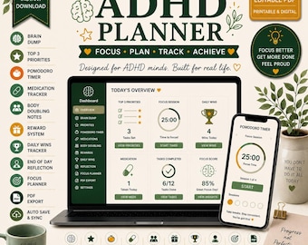 ADHD Focus Planner — Pomodoro Timer, Brain Dump & Productivity Tracker