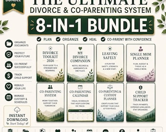 Système de divorce et de coparentalité | Agenda, tracker, organiseur (téléchargement instantané)