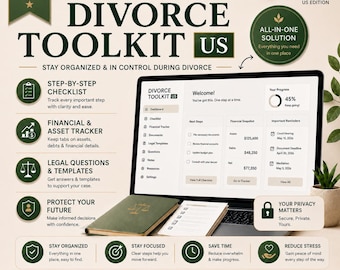 Liste de contrôle pour le divorce et planificateur financier 2026 | Outil de suivi des actifs, guide de préparation de l'avocat, boîte à outils complète sur le divorce