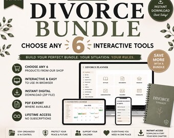 Custom Divorce Planner Bundle | Choose Any 6 Divorce & Co-Parenting Tools (Digital Download)