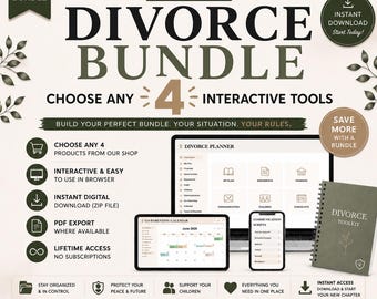 Pack d'agenda de divorce personnalisé | Choisissez parmi 4 outils de divorce et de coparentalité (téléchargement numérique)