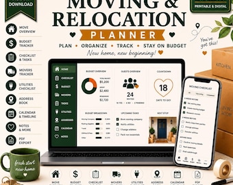 Moving & Relocation Planner — Interactive Checklist, Budget, Utilities Organizer