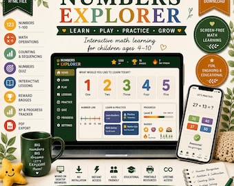 Interactive Numbers Explorer Game for Kids | Number Learning Activities (Digital Download)