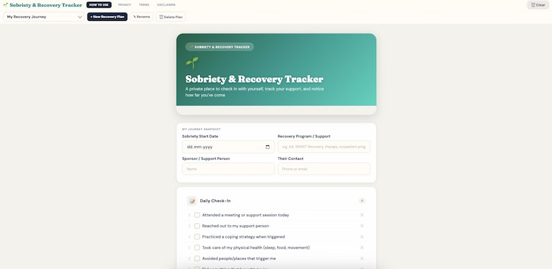 The Recovery Graph Sobriety & Recovery Tracker — Daily Check-in Journal, Trigger Log ...