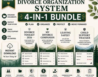 4-in-1 Divorce Organization Bundle — Checklist, Budget, Asset & Attorney Prep