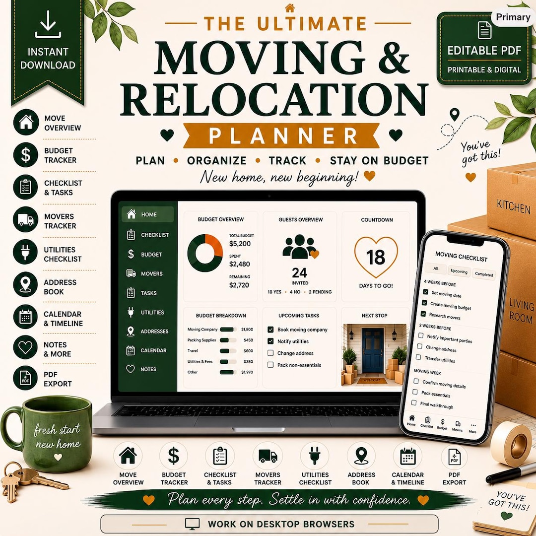 Address Relocation Interactive Moving & Relocation Planner | Checklist, Budget, Utilities ...