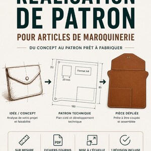 Création de patron de maroquinerie sur mesure pour article en cuir – fichier PDF, SVG, DXF