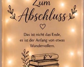 Zum Abschluss Geschenk personalisiert mit Name | Abi Geschenk 2026 | LED Bilderrahmen Spruch | Abschluss Geschenk Schule Ausbildung