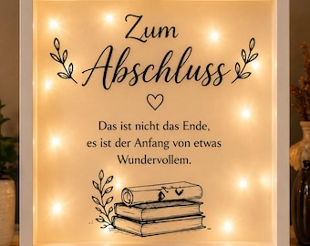 Zum Abschluss Geschenk personalisiert mit Name | Abi Geschenk 2026 | LED Bilderrahmen Spruch | Abschluss Geschenk Schule Ausbildung