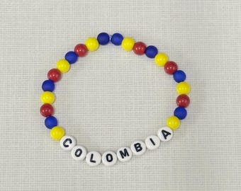 Colombia Seed Bead Bracelet | World Cup 2026 Fan Jewelry | Custom Lettering Option