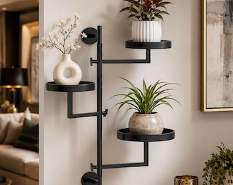 Estantería giratoria de 3 niveles para plantas, soporte para plantas de ventana / estante metálico de pared para plantas de interior y exterior.