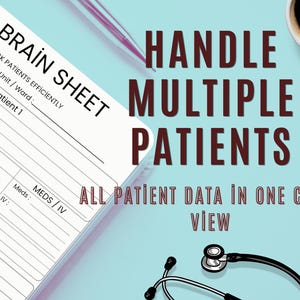 ICU Nursing Brain Sheet, Patient Tracker, Workflow Organizer, Meds Vitals PDF