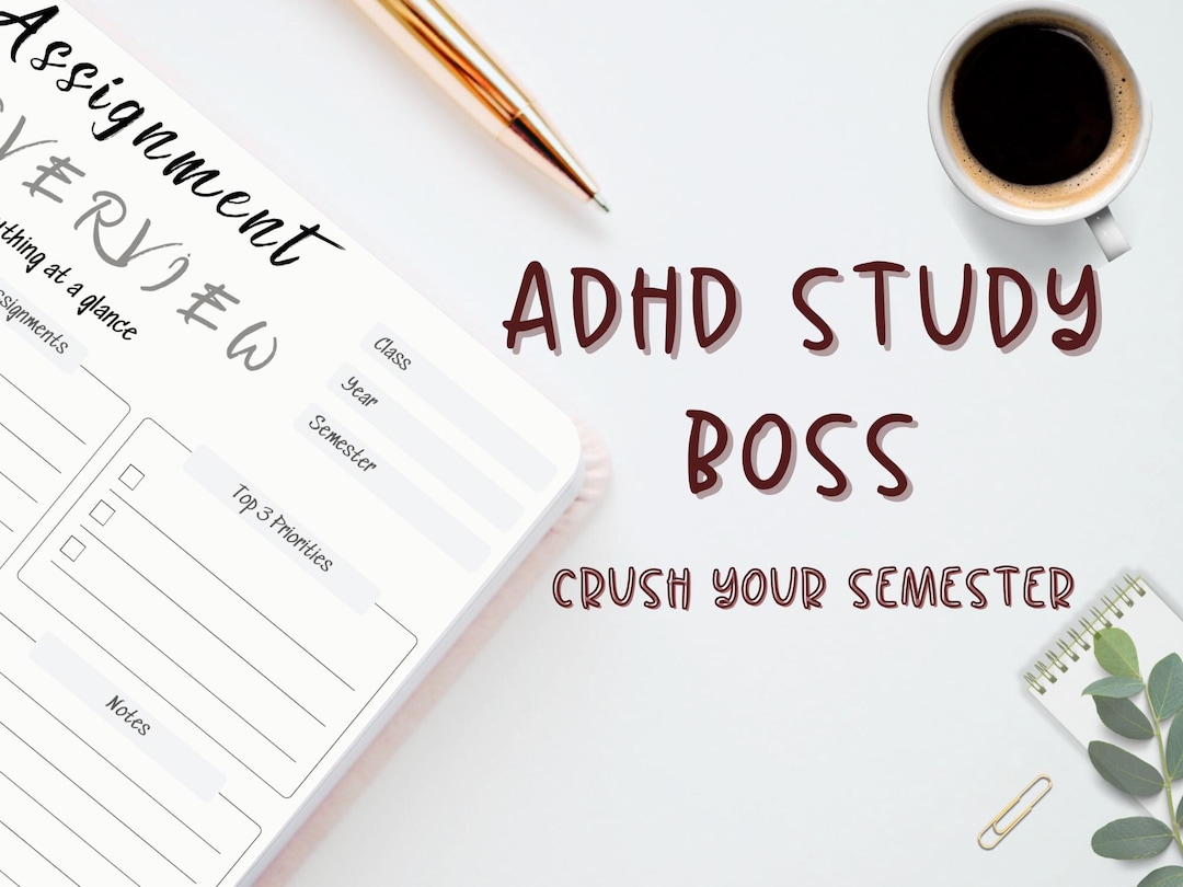 ADHD Homework Tracker for College Students Printable, Assignment ...