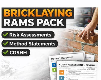 Albañil Rams Pack UK / Evaluación de riesgos, declaración de método y plantillas COSHH / Documentos de construcción editables