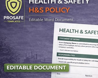 Gesundheit & Sicherheits-Richtlinien Vorlage UK | Bearbeitbares Word-Dokument