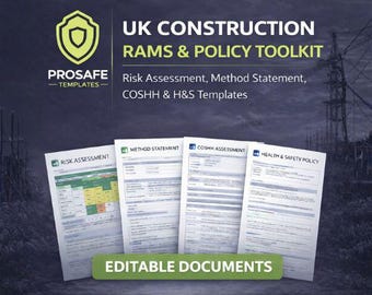 Komplettes UK Konstruktions-RAMS Bündel | Vollständige Risikobewertung, Methodenbeschreibung, COSHH & Toolkit für Gesundheitssicherheit