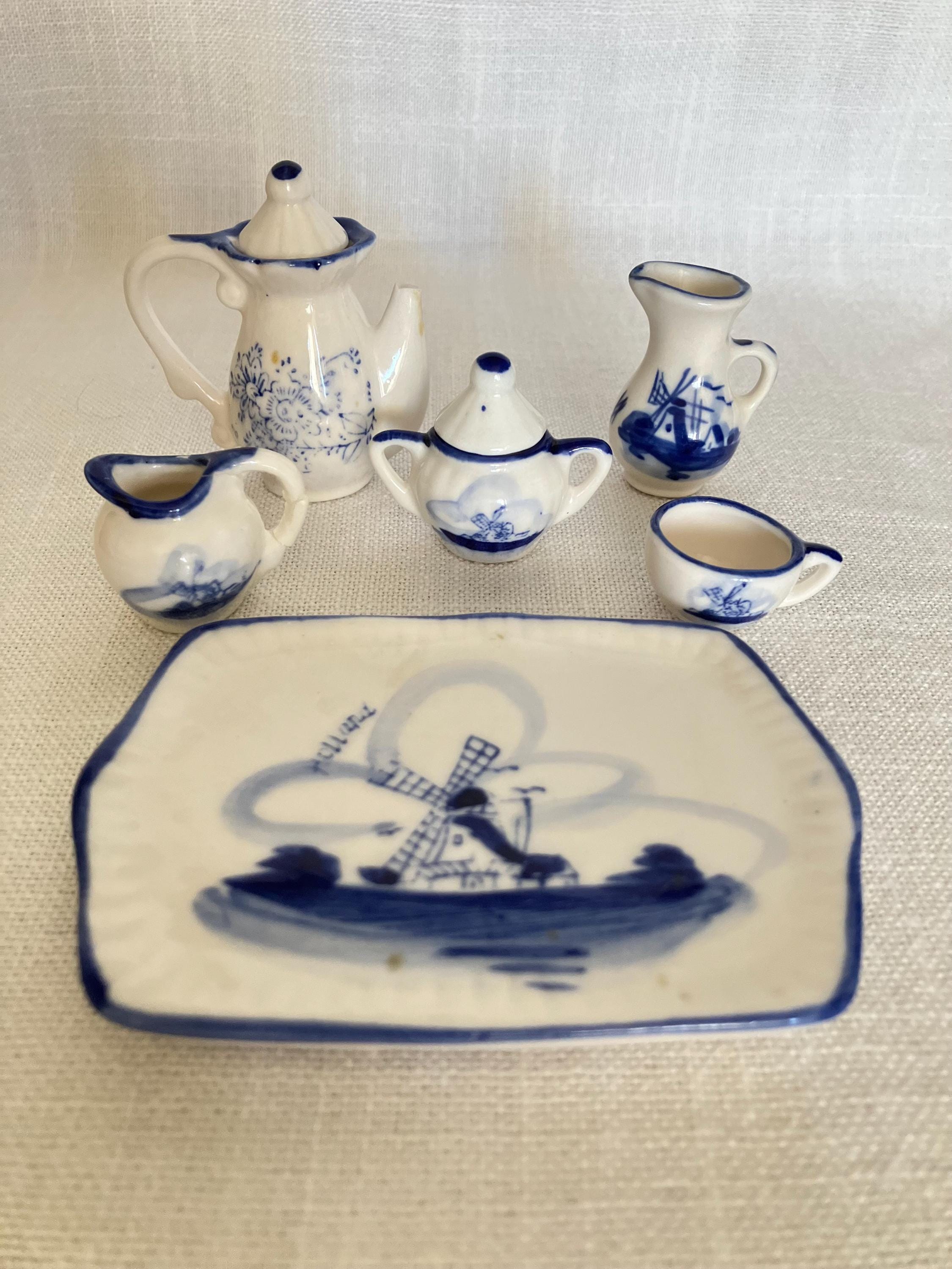 Delft Miniature Tea Set - Etsy