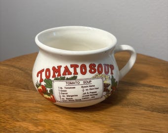 Tomato Soup With Recipe Soup Stoneware Bowl Mug Crock Cup Vintage Collectible