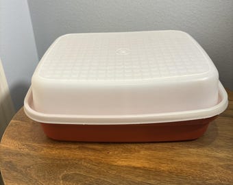 Vintage Tupperware Large Season Serve Marinade Container 1294-7 Paprika with Lid