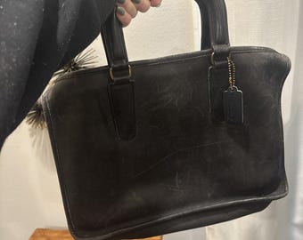 Coach VTG Bonnie Cashin Black Classic NYC  Leather Slim Satchel 7523~Talon Zip