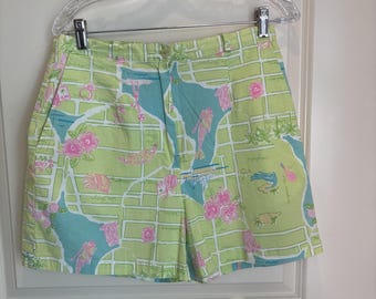 Vintage LILLY PULITZER Floral Print Everglades Shorts Size 8 Resort Coastal