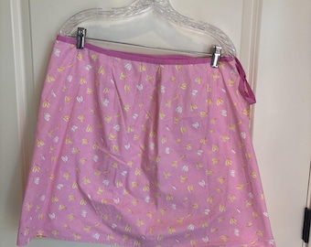 Saia envelope vintage Lilly Pulitzer floral/Firefly, tamanho 8, etiqueta branca, colorida.