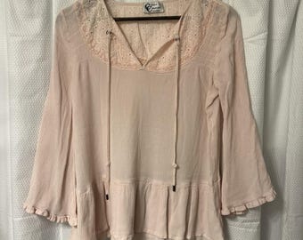 Carole Christian Vintage VTG Small Babydoll Lace Peasant Belle Fairy Love EC