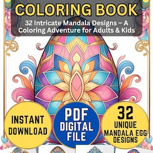 Osterei Eier ausmalen | 32 komplizierte Mandala-Designs (Digitaler Download)
