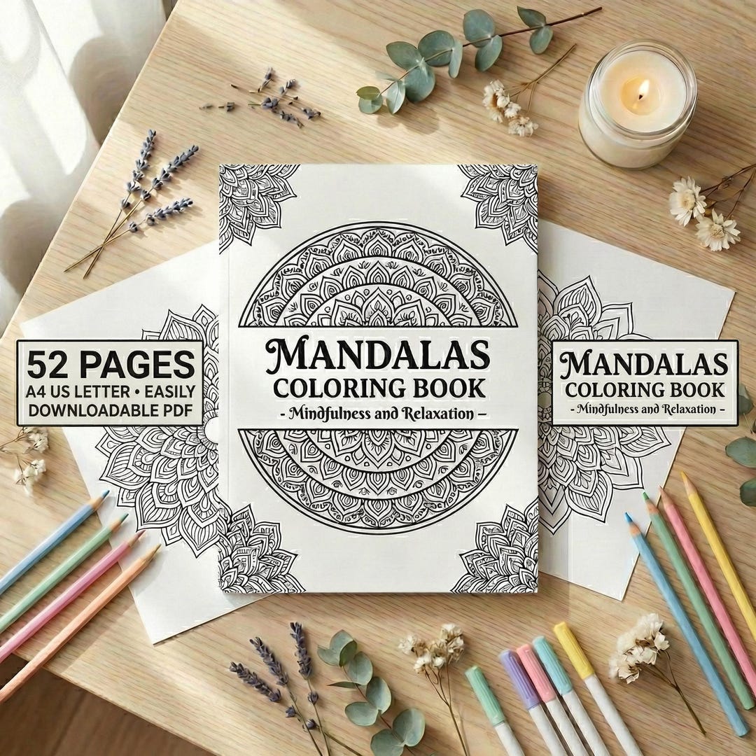 Mandalas Coloring Book for Adults | Intricate Stress Relief Mindfulness ...