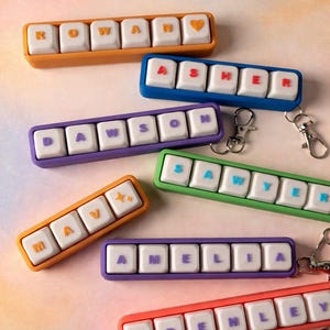 Custom Name Keyboard Clicker Fidget Keychain | Personalized Desk Toy, Stress Relief Button