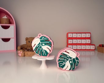 Llavero Monstera Albo Fidget Clicker / Impreso en 3D