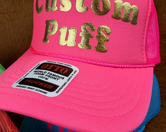 Benutzerdefinierte Puff Print Hut, Benutzerdefinierte Schaumhut, Benutzerdefinierte Mesh Trucker-Hut, Hohe Kronenhut, Schaumstoff Trucker-Hut, Metallic Puffhut, 3D Puffdruck Hut