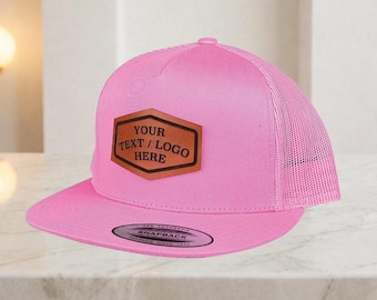 Benutzerdefinierte Leder Patch Trucker Hat, personalisierte 5 Panel Snapback, USA Leder