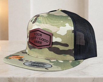 Benutzerdefinierte Leder Patch Trucker Hat, personalisierte 5 Panel Snapback, USA Leder