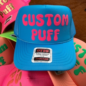 Anpassad pufftryckt hatt, Anpassad skumhatt, Anpassad truckerkeps i nät, Hatt med hög krona, Skumtruckerkeps, Metallisk puffhatt, 3D-pufftryckt hatt bild 8