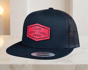 Benutzerdefinierte Leder Patch Trucker Hat, personalisierte 5 Panel Snapback, USA Leder