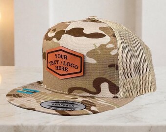 Benutzerdefinierte Leder Patch Trucker Hat, personalisierte 5 Panel Snapback, USA Leder