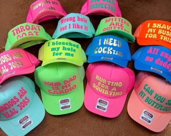 Cappello da festa personalizzato per adulti, cappello da camionista per addio al nubilato inappropriato, cappello da festa con parole volgari, cappelli divertenti per adulti, cappelli da squadra di addio al nubilato
