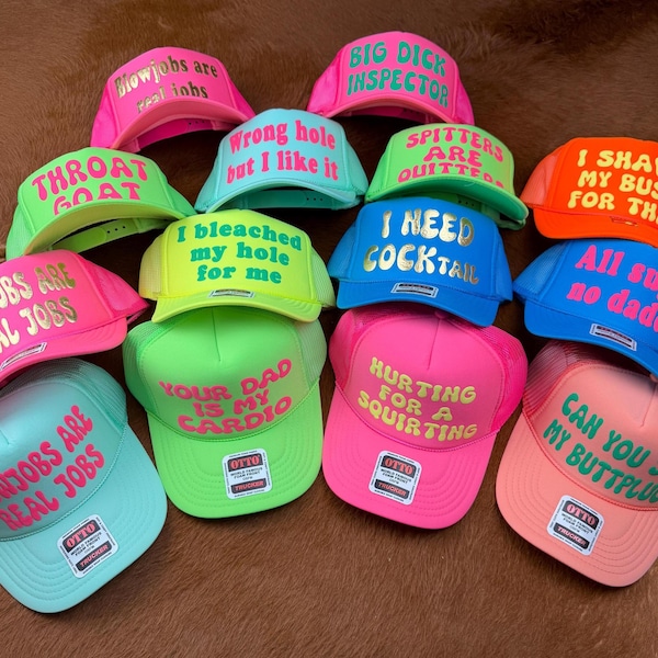 Adult Custom Party Hat, Inappropriate Bachelorette Trucker Hat, Vulgar Wording Party Hat, Funny Hats for Adults, Bachelor Squad Hats