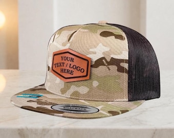 Benutzerdefinierte Leder Patch Trucker Hat, personalisierte 5 Panel Snapback, USA Leder