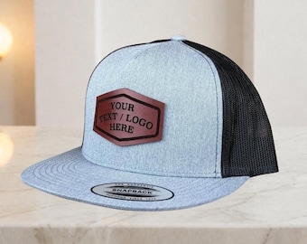Benutzerdefinierte Leder Patch Trucker Hat, personalisierte 5 Panel Snapback, USA Leder
