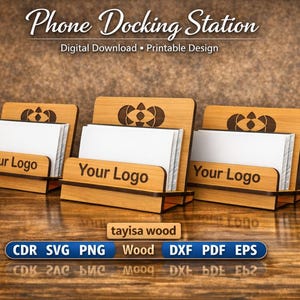 Wooden Business Card Holder SVG, Laser Cut File, Custom Logo Stand (Digital Download)