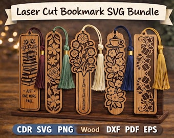 Lasergesneden bladwijzer SVG-bundel – Houten bladwijzerontwerpen | Digitale download