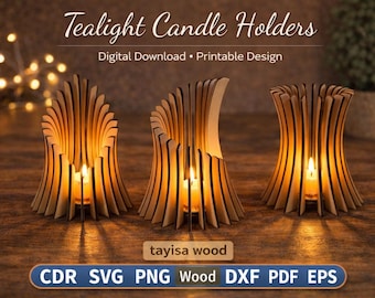 Spiral Candle Holder SVG, Modern Tealight Lantern Template, Laser Cut File (Digital Download)