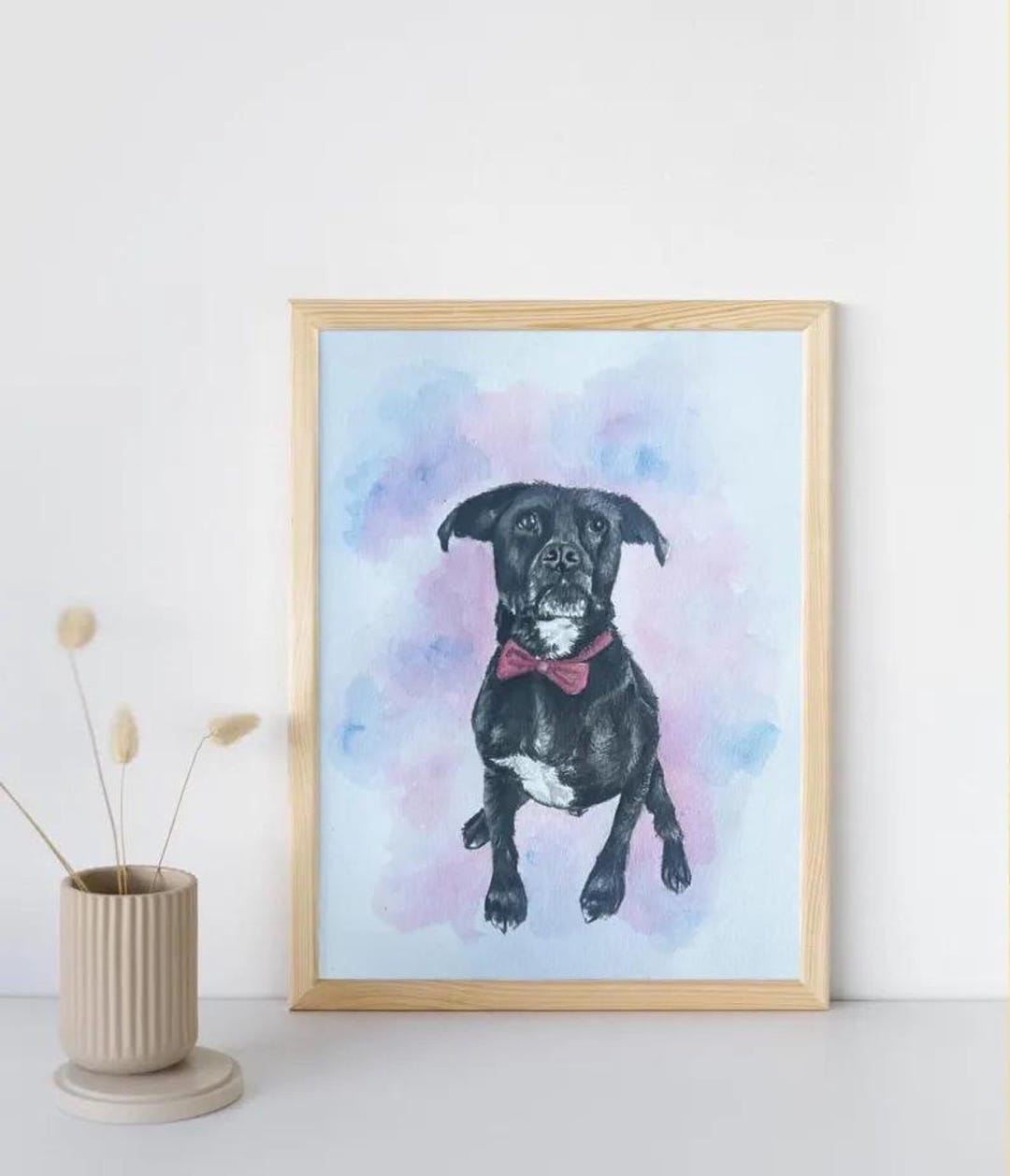 Custom Pet Portrait Hand Painted Dog Memorail From Photo Watercolor - Etsy