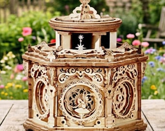 Elegant Wooden Music Box 3D Puzzle Kit, Swan Lake DIY Model for Adults